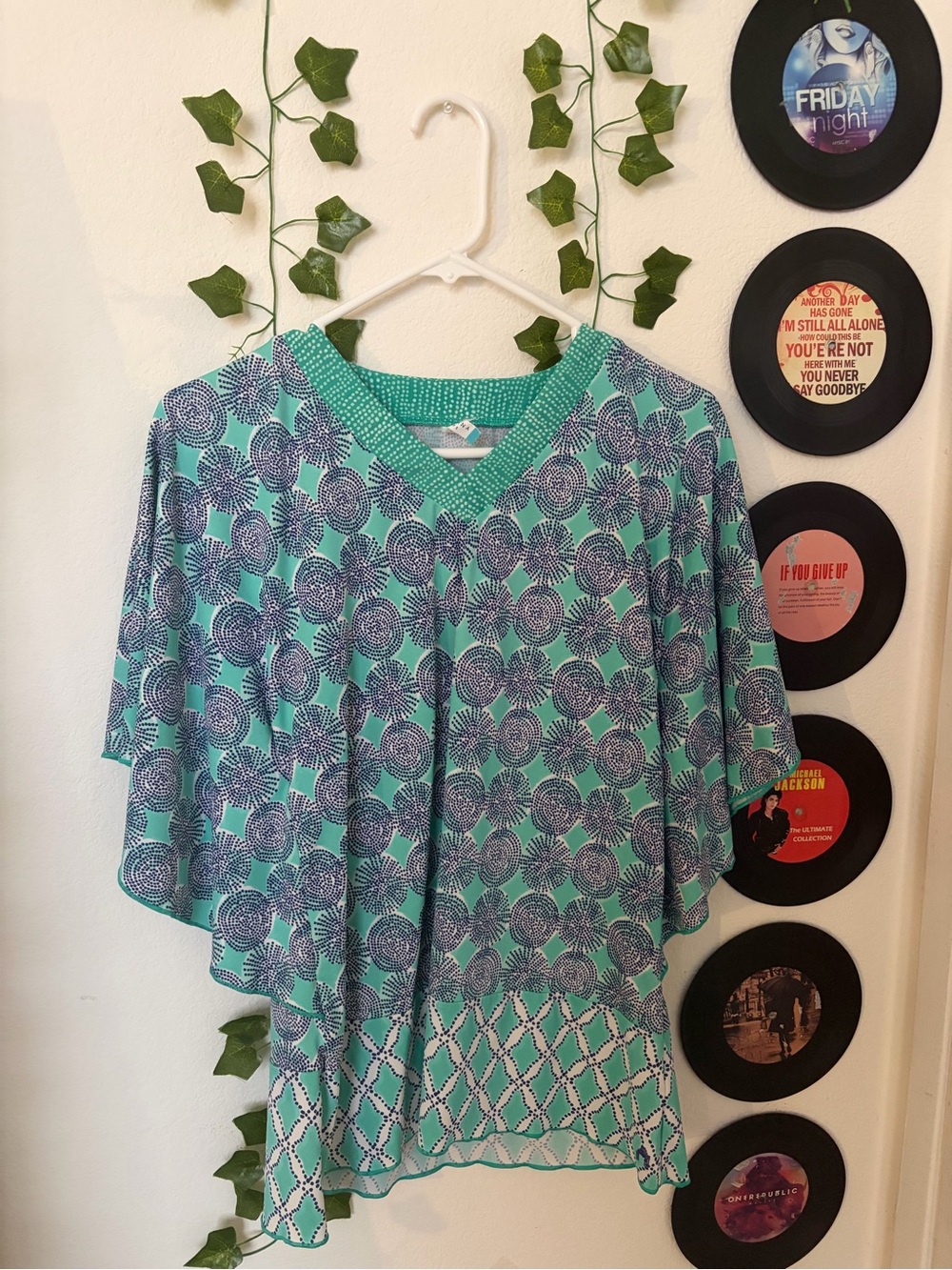 Cabana Life Girls' Teal and Navy Floral Swim Coverup Tunic